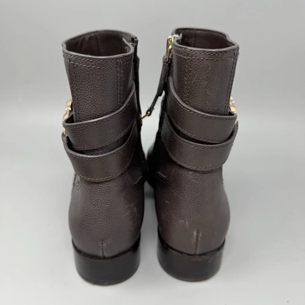 Tory Burch Brown Leather Gemini Link Women’s Ankle Boots Size 9M